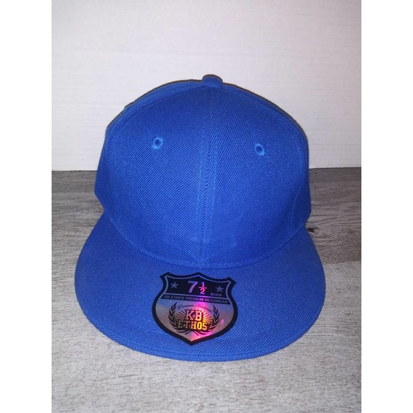 KB Ethos Headwear Blue Fitted Baseball Cap Hat Size XL, 7 1/2 - Picture 1 of 3